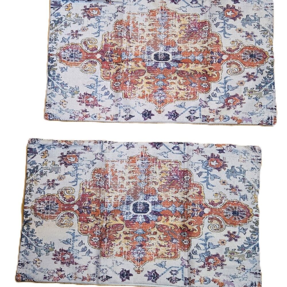 Multicolor Boho/Ethnic Design Pillow Covers. 20" x 12". Set of 2